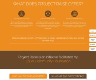 Full-page screenshot of the Project Raise website